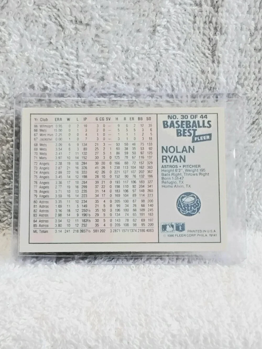 5/$20 Mint 1986 Fleer Nolan Ryan Baseball's Best Pitchers MLB Card 30!! - Picture 2 of 2